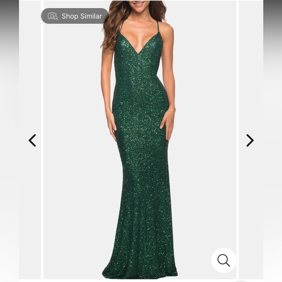 La Femme Soft Sequin Dress Backless - Picture 4 of 5